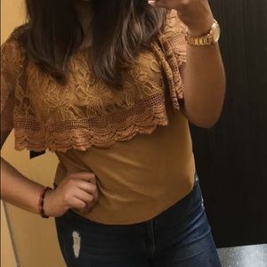 OFF THE SHOULDER TOP WITH CROCHETED DETAILING